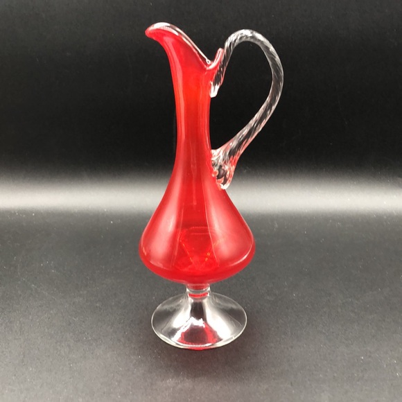 Vintage 8.25" Red Footed Pitcher Decanter - Picture 2 of 10